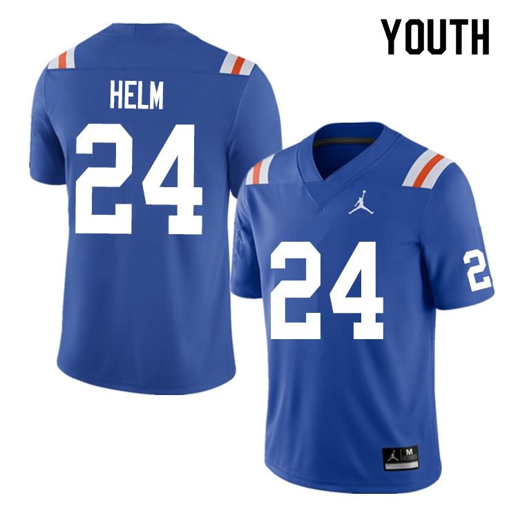 NCAA Florida Gators Avery Helm Youth #24 Nike Blue Throwback Stitched Authentic College Football Jersey YDE5164DP